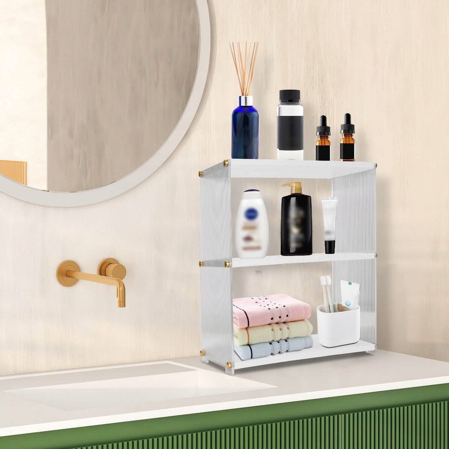 3-Tier Acrylic Countertop Organizer - Bathroom and Vanity Storage organizer detail