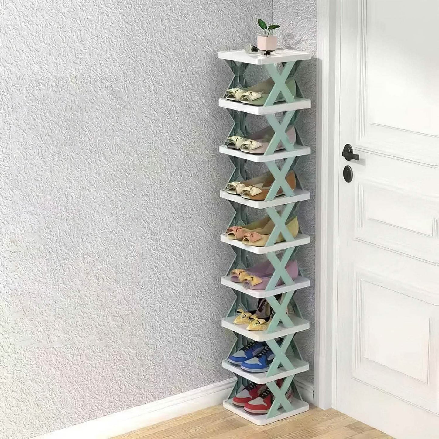 Narrow Shoe Rack Organizer 9-Tier - Vertical Storage for Small Spaces for entryway or closet