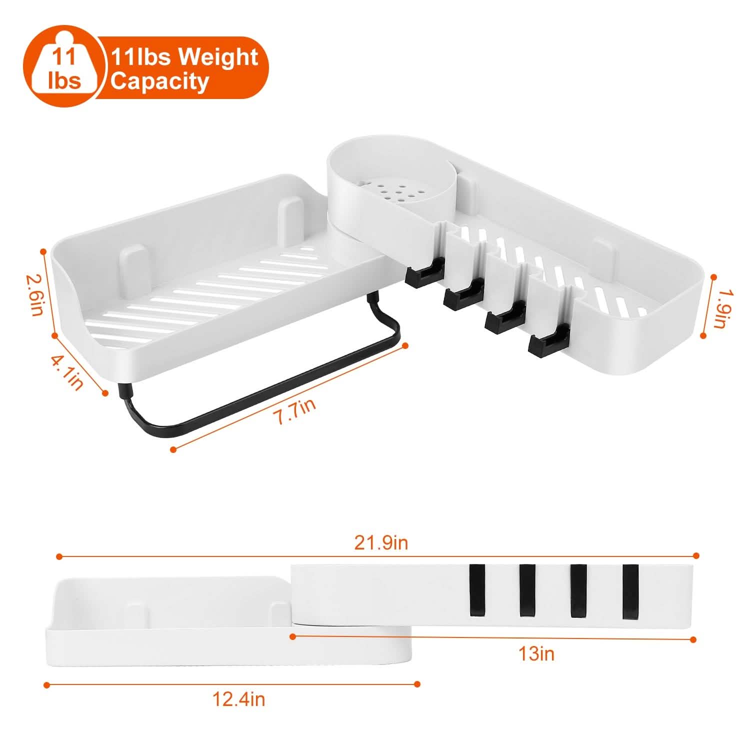 180° Rotating Bathroom Corner Caddy Shelf organizer detail