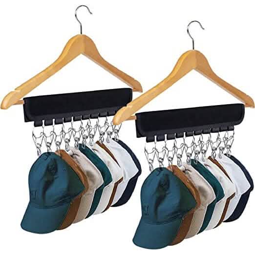 Baseball Cap Organizer Hanger 2-Pack - Closet & Travel Hat Clips for closet