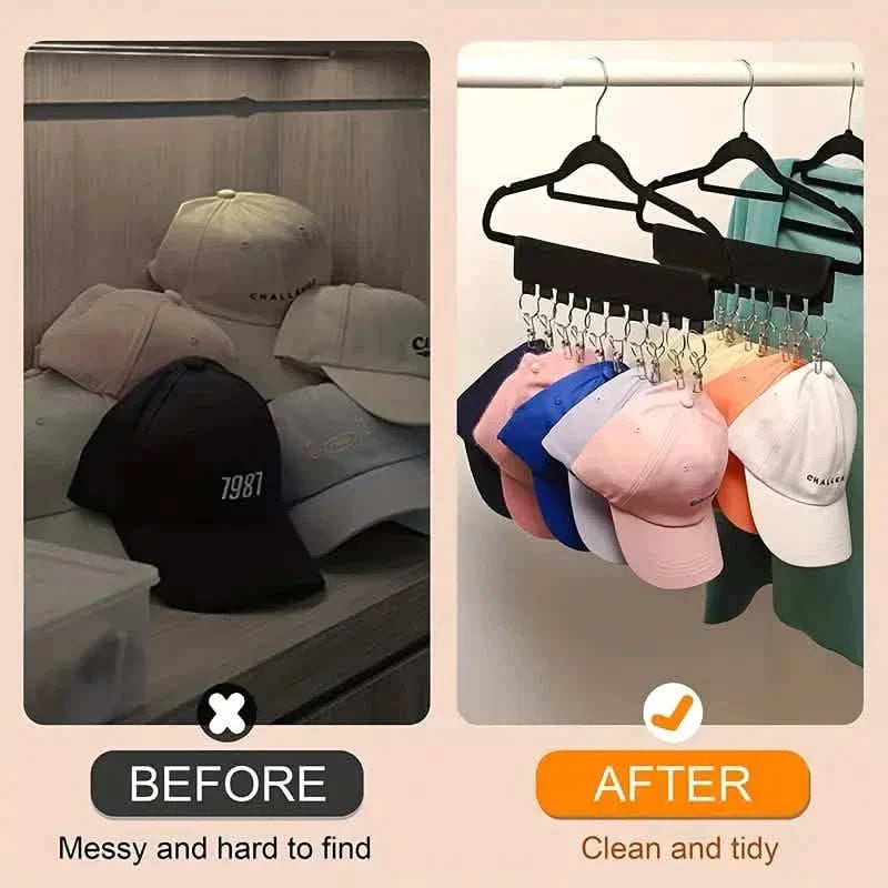 Baseball Cap Organizer Hanger 2-Pack - Closet & Travel Hat Clips organizer detail