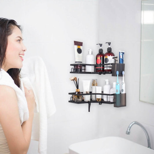 Corner Shower Caddy 2-Pack - No-Drill Adhesive Bathroom Organizer for shower