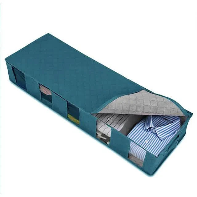 under-bed storage bags 2-pack - non-woven bed bottom organizers in a bedroom setup