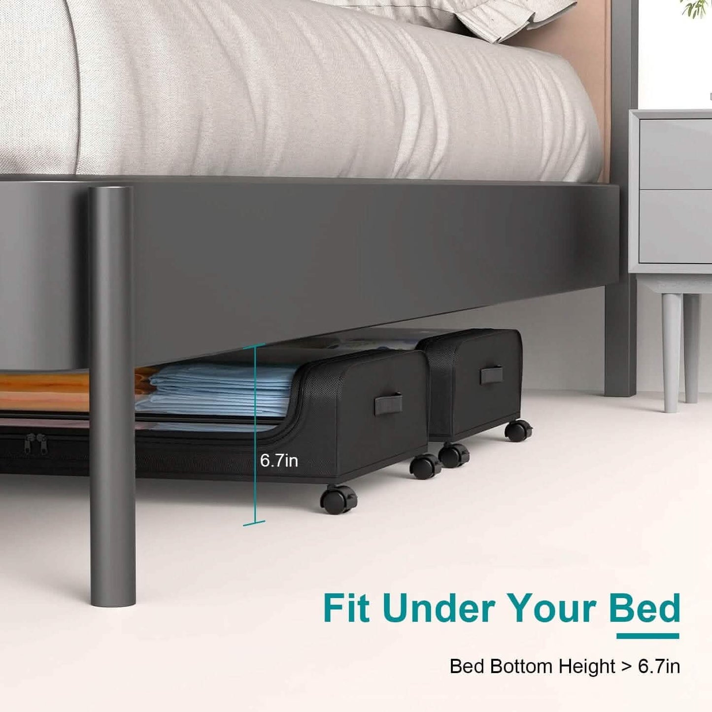 Under-Bed Storage Drawer with Wheels - Clear Window and Label for bedroom