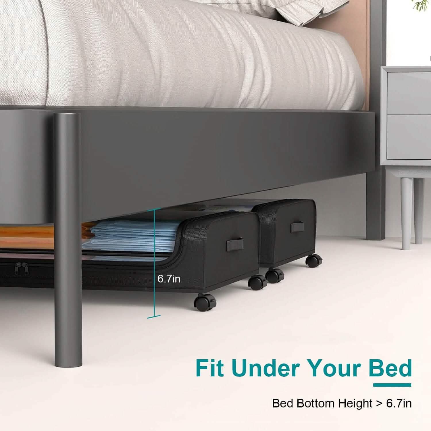 Under-Bed Storage Drawer with Wheels - Clear Window and Label for bedroom