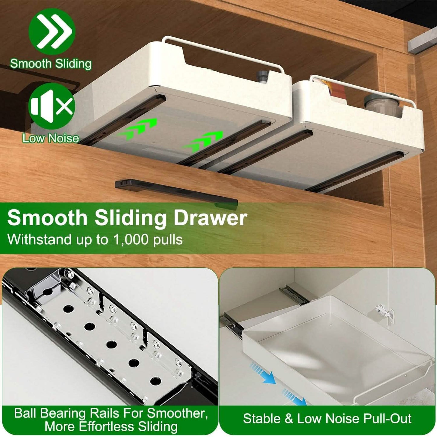 pull-out cabinet organizer 2-pack - slide-out storage drawers in a cabinet setup