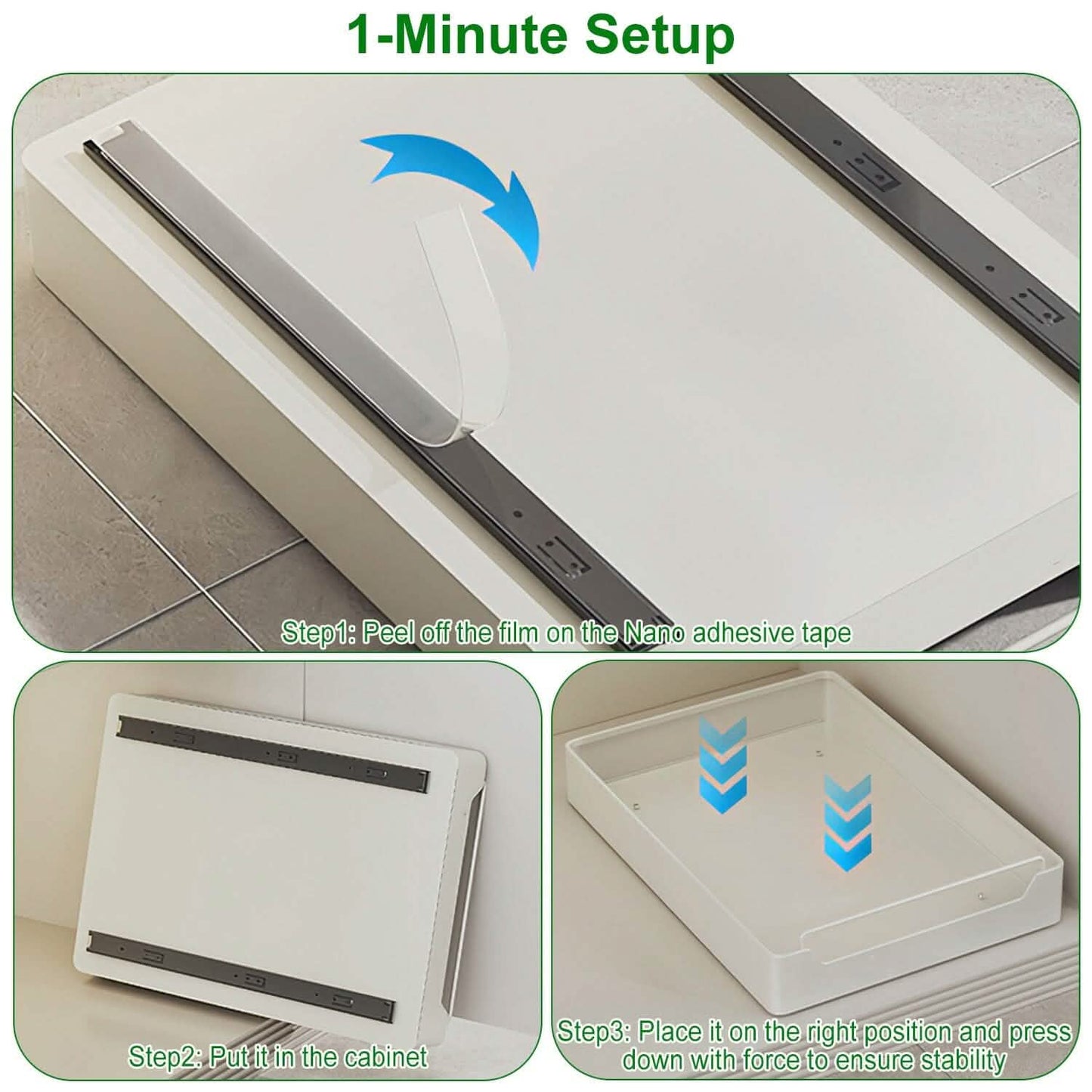 Pull-Out Cabinet Organizer 2-Pack - Slide-Out Storage Drawers organizer detail