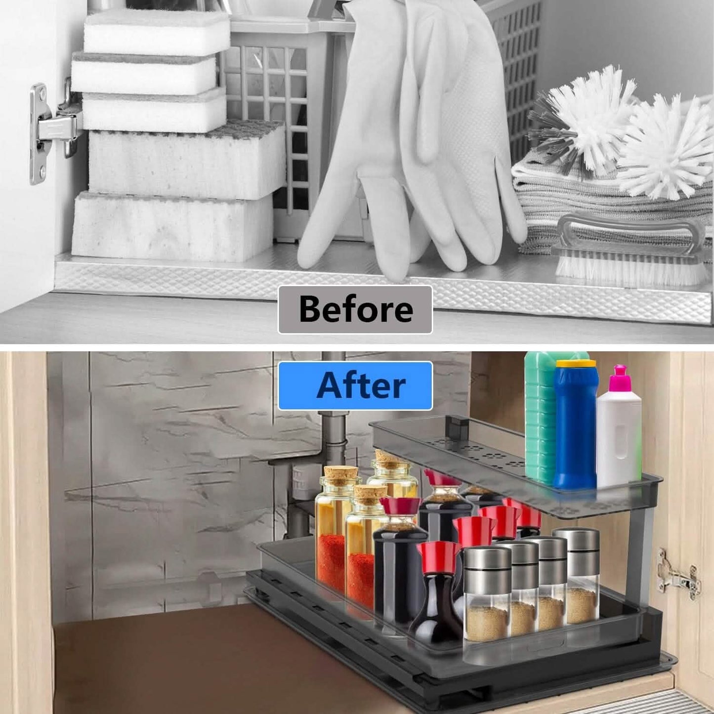 2-Tier Pull-Out Under Sink Organizer for under-sink cabinet