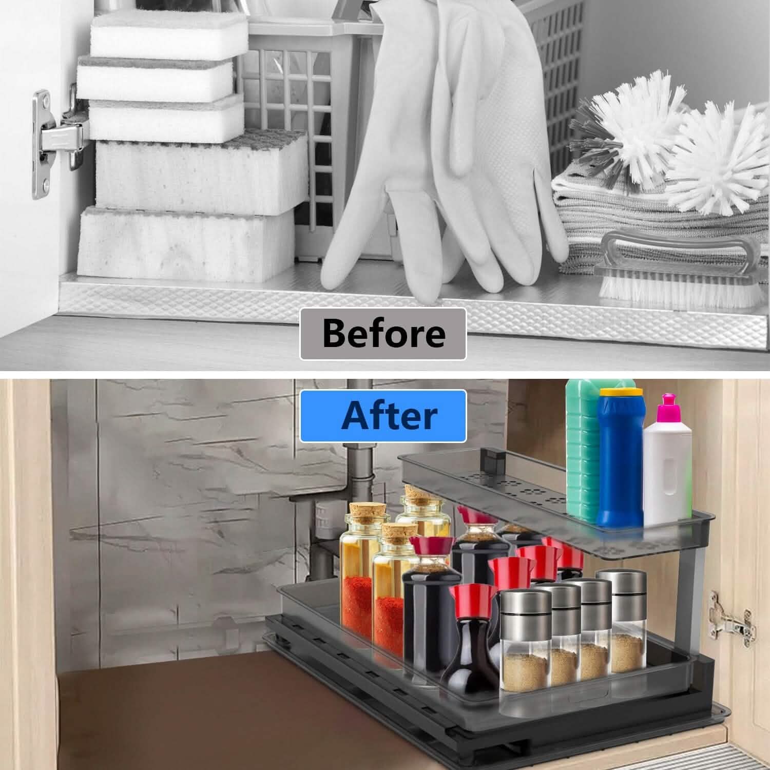 2-Tier Pull-Out Under Sink Organizer for under-sink cabinet