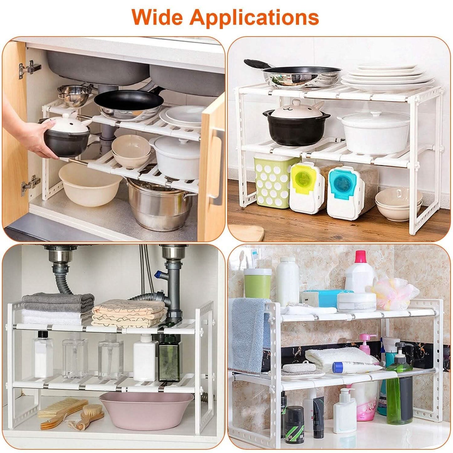 Under Sink 2-Tier Organizer Retractable Space Saving Storage