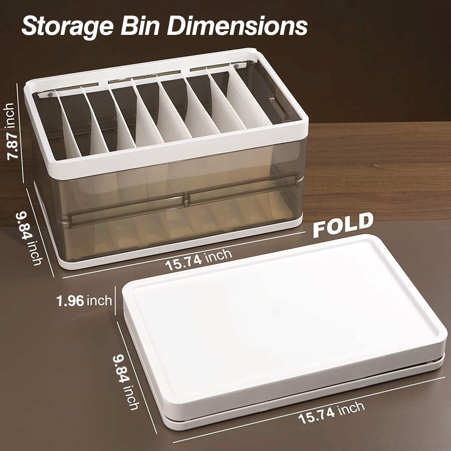 Foldable Storage Bins with Lids 3-Pack - Stackable Closet Organizers organizer detail