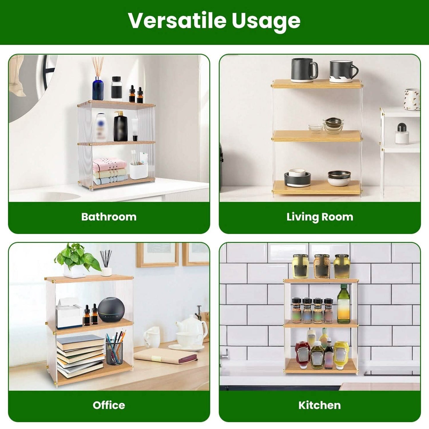 3-tier acrylic countertop organizer - bathroom and vanity storage in a vanity or countertop setup
