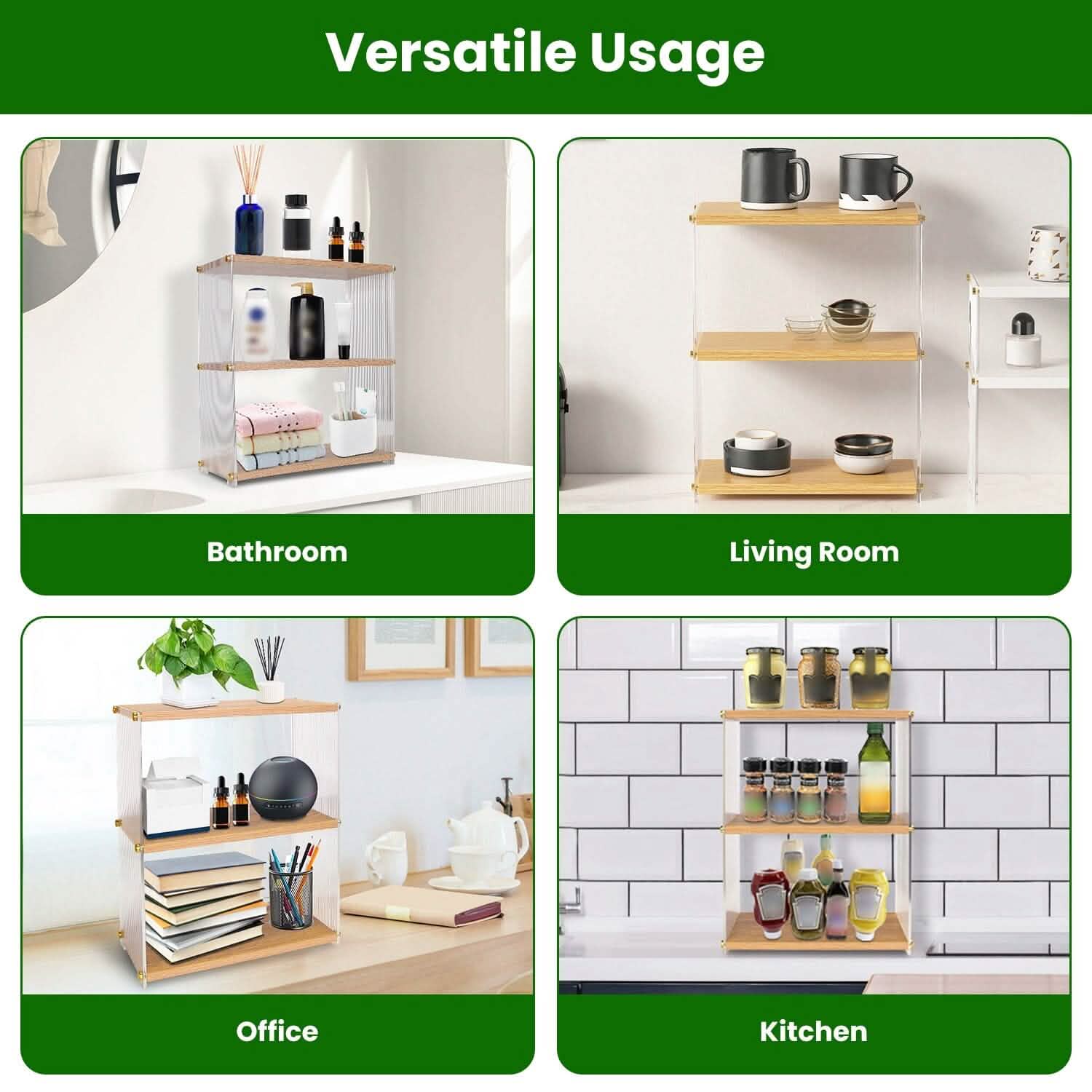 3-tier acrylic countertop organizer - bathroom and vanity storage in a vanity or countertop setup
