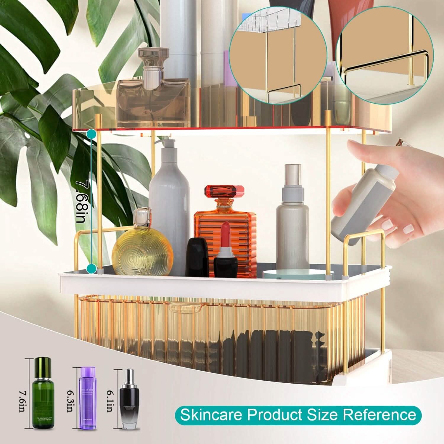 space-saving makeup organizer for small bathrooms, vanities, and dorm desks
