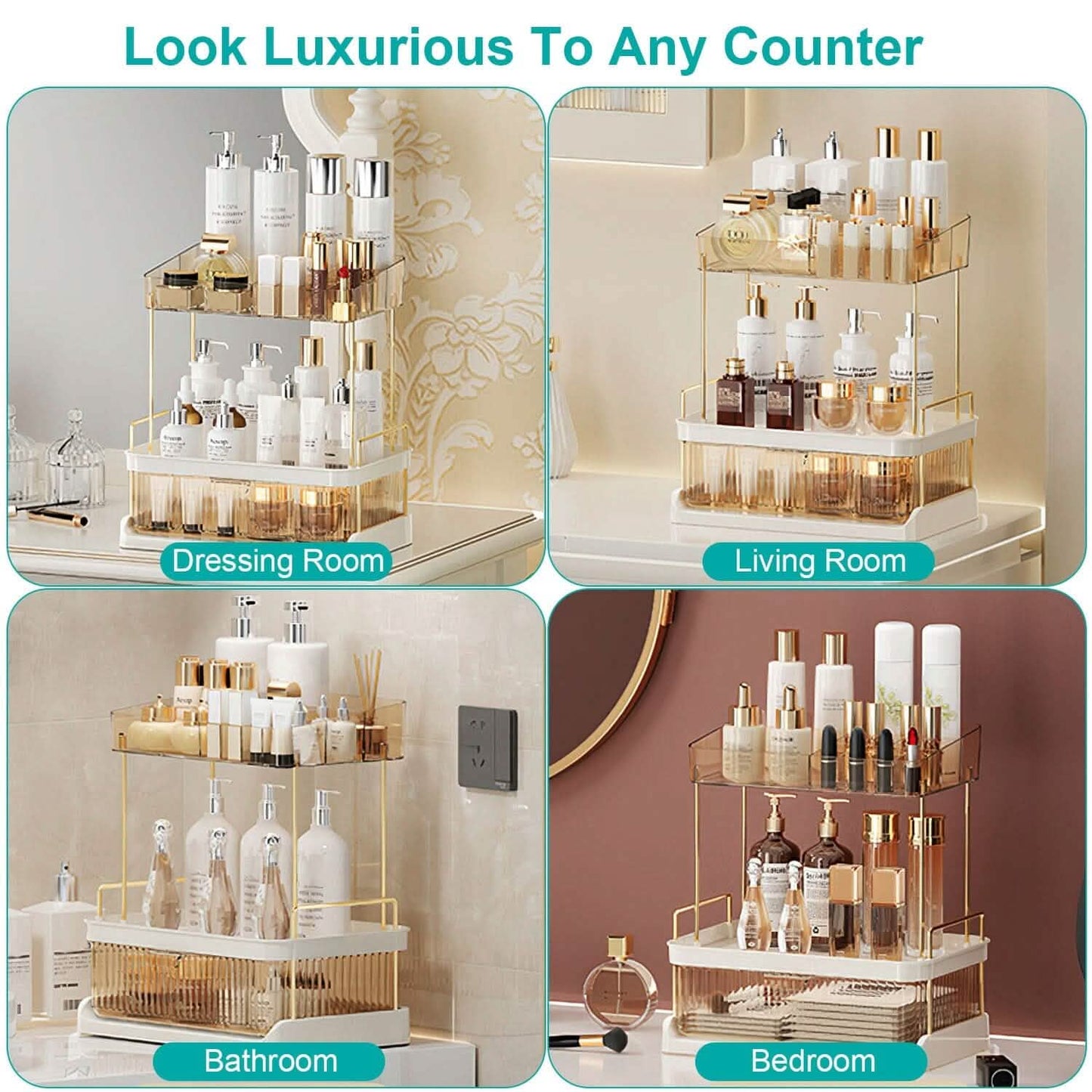 3-Tier Makeup Organizer - Vanity and Bathroom Counter Storage organizer detail