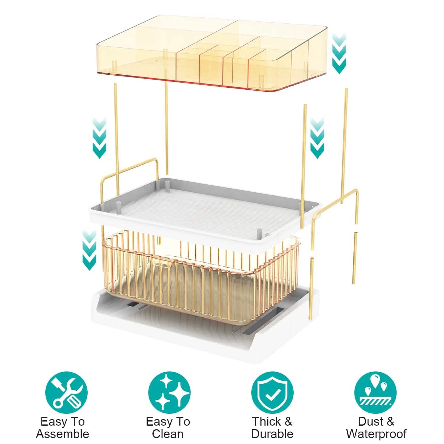 3-Tier Makeup Organizer - Vanity and Bathroom Counter Storage organizer detail