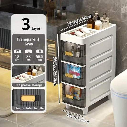 Slimline Multi-Drawer Storage Cabinet - 3, 4, or 6 Layer for bedroom, bathroom, or office