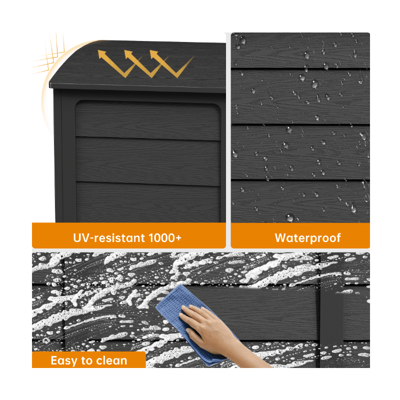 75-gallon indoor and outdoor storage box with handles in a patio or garage setup
