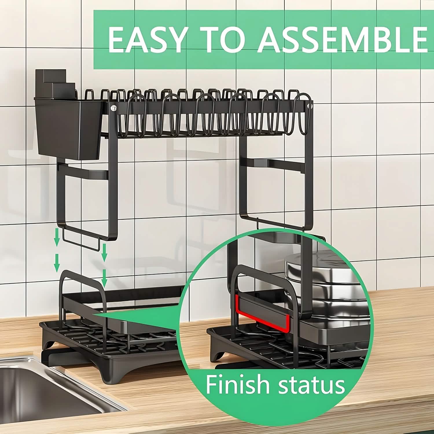 Black Metal Dish Rack - 2-Layer or 3-Layer Kitchen Drying Rack for kitchen counter