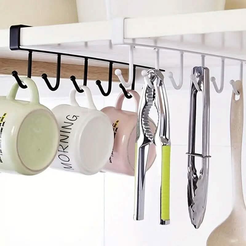Kitchen Shelf Storage Rack with 6 Hooks organizer detail
