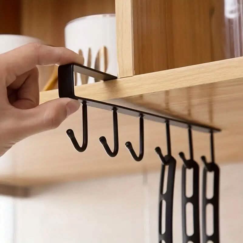 Kitchen Shelf Storage Rack with 6 Hooks for kitchen cabinet or shelf