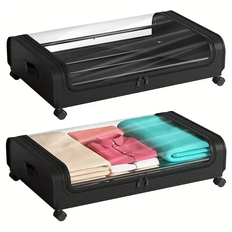 Under-Bed Storage Drawer with Wheels - Clear Window and Label for bedroom