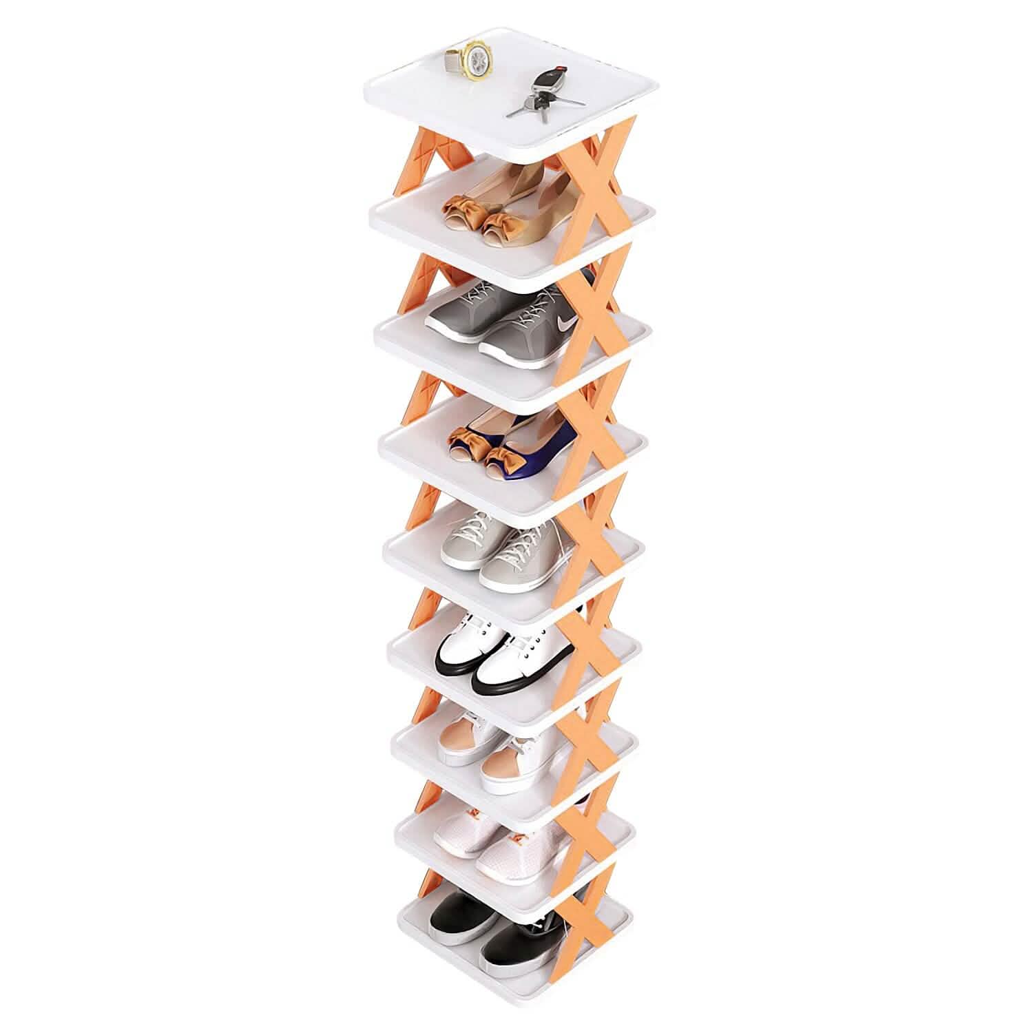 Narrow Shoe Rack Organizer 9-Tier - Vertical Storage for Small Spaces for entryway or closet