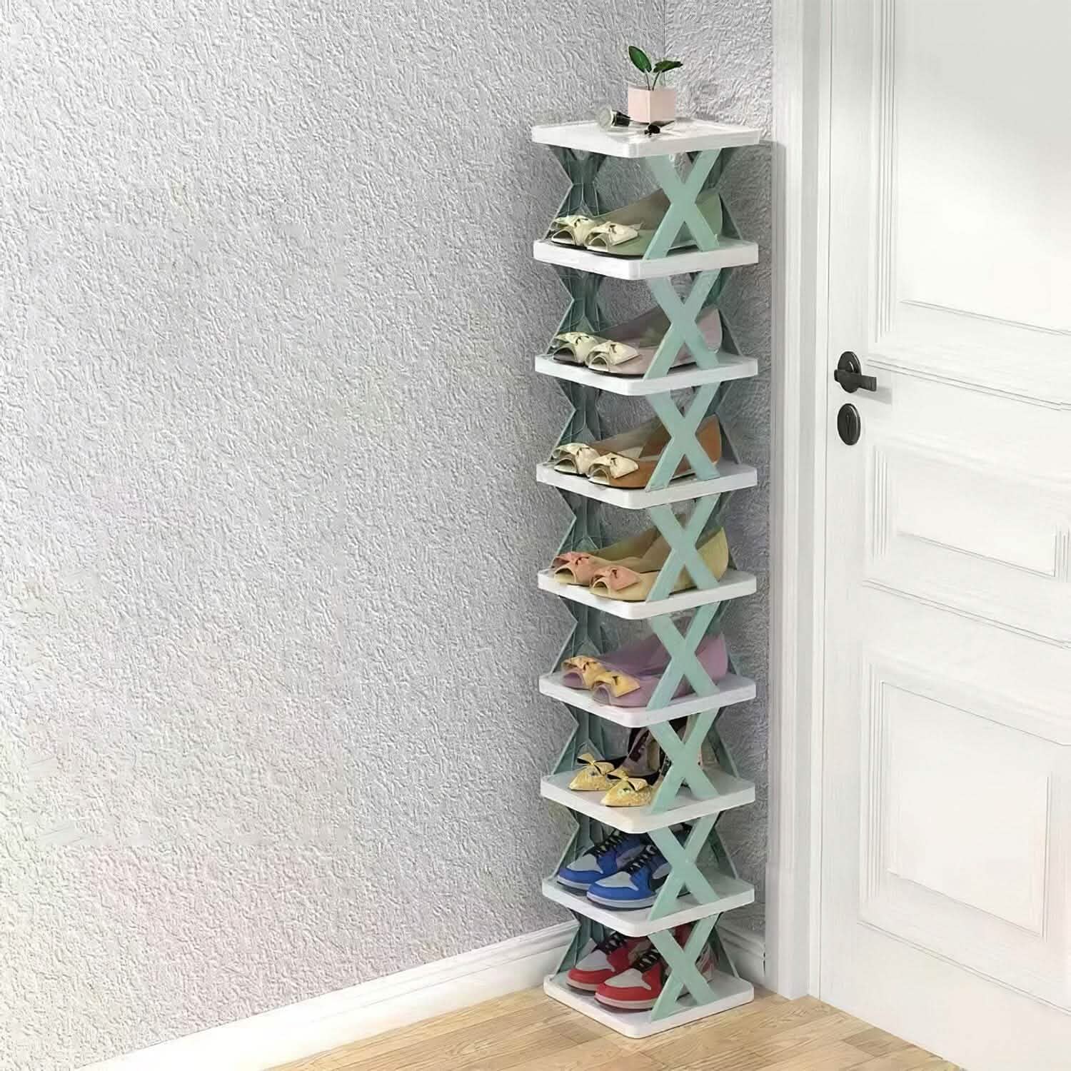 Narrow Shoe Rack Organizer 9-Tier - Vertical Storage for Small Spaces for entryway or closet