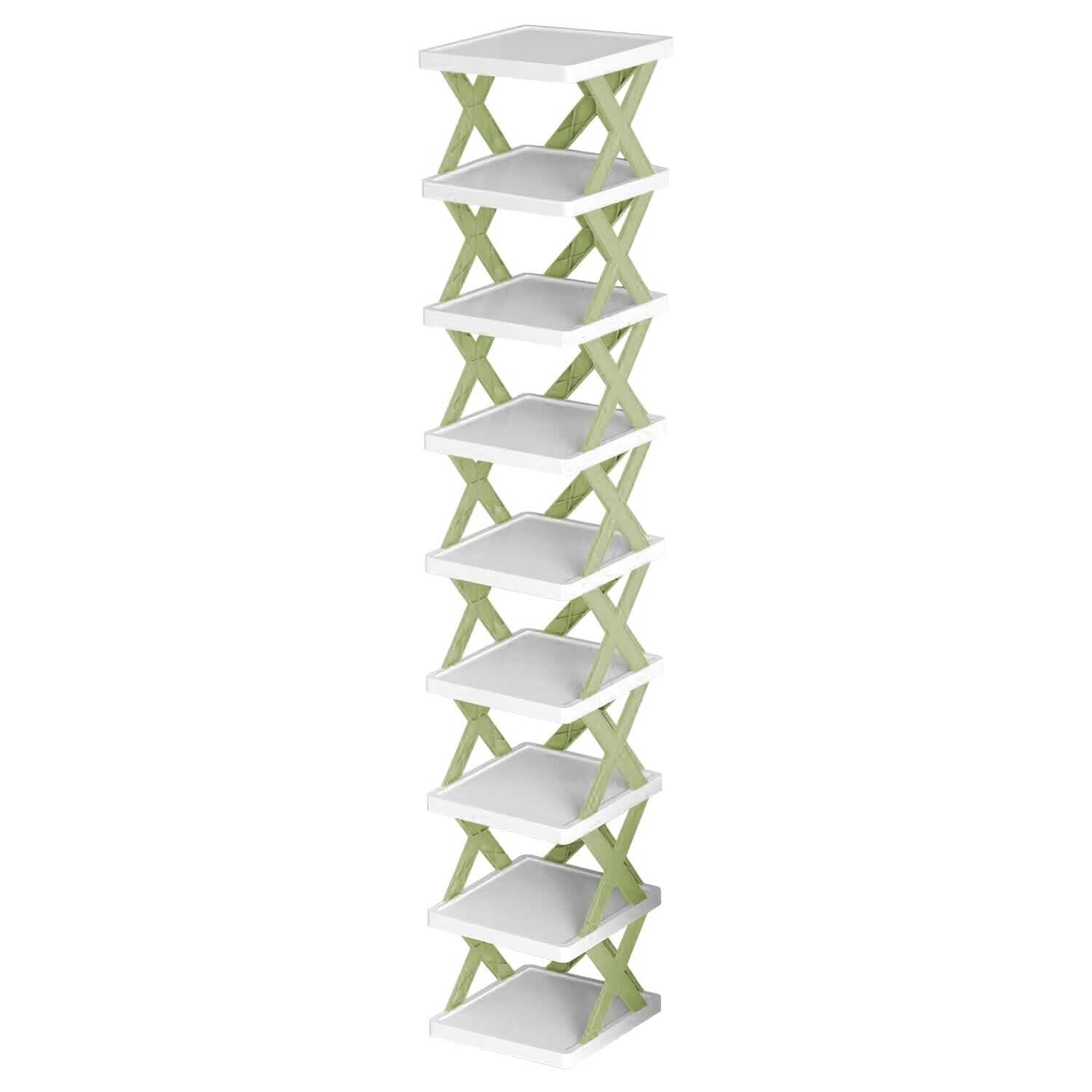 narrow shoe rack organizer 9-tier - vertical storage for small spaces in a entryway or closet setup