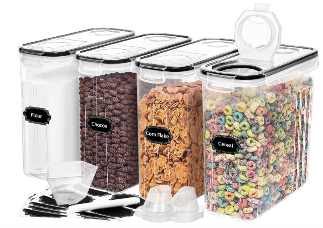 airtight cereal storage containers 4-piece set - pantry organizers in a pantry setup