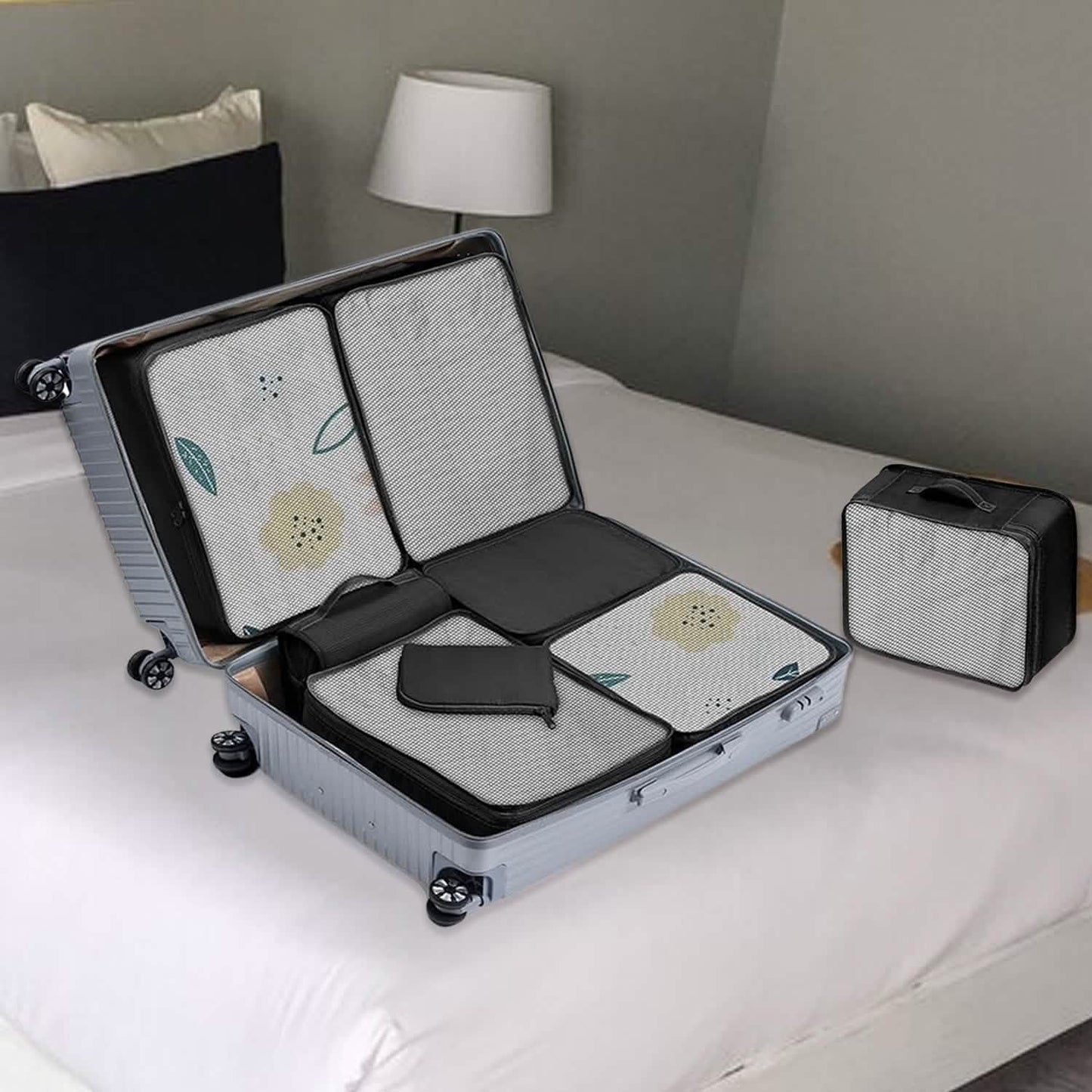 packing cubes set 8-pack - lightweight travel organizers in a luggage setup