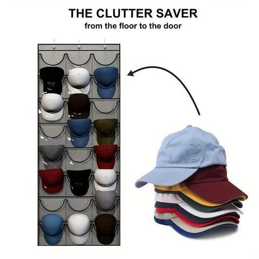 24-Grid Hanging Door Organizer - Clear Pocket Storage for door