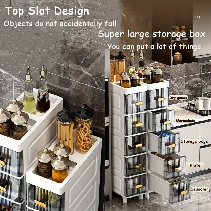 Slimline Multi-Drawer Storage Cabinet - 3, 4, or 6 Layer for bedroom, bathroom, or office