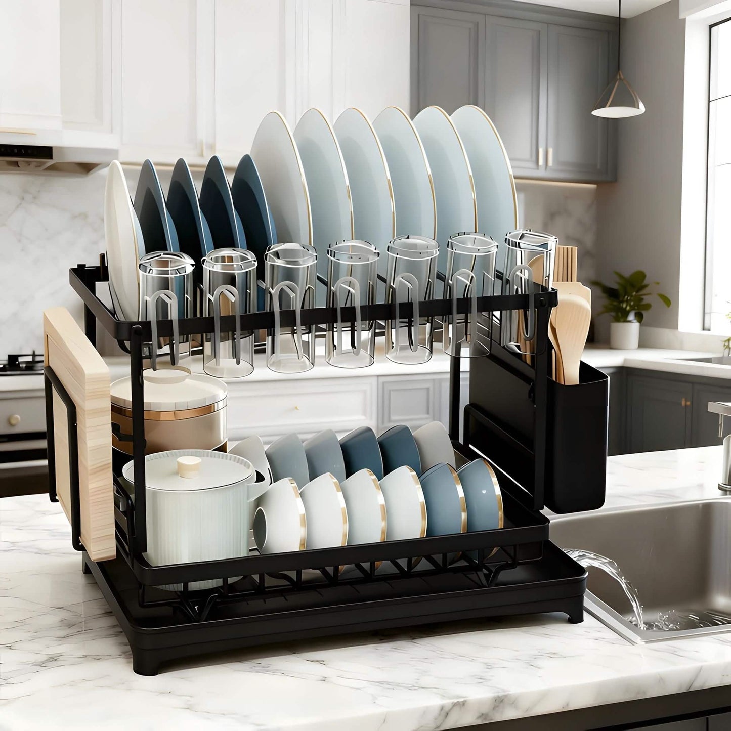 space-saving dish drying rack for apartments, dorm kitchens, and compact cooking spaces