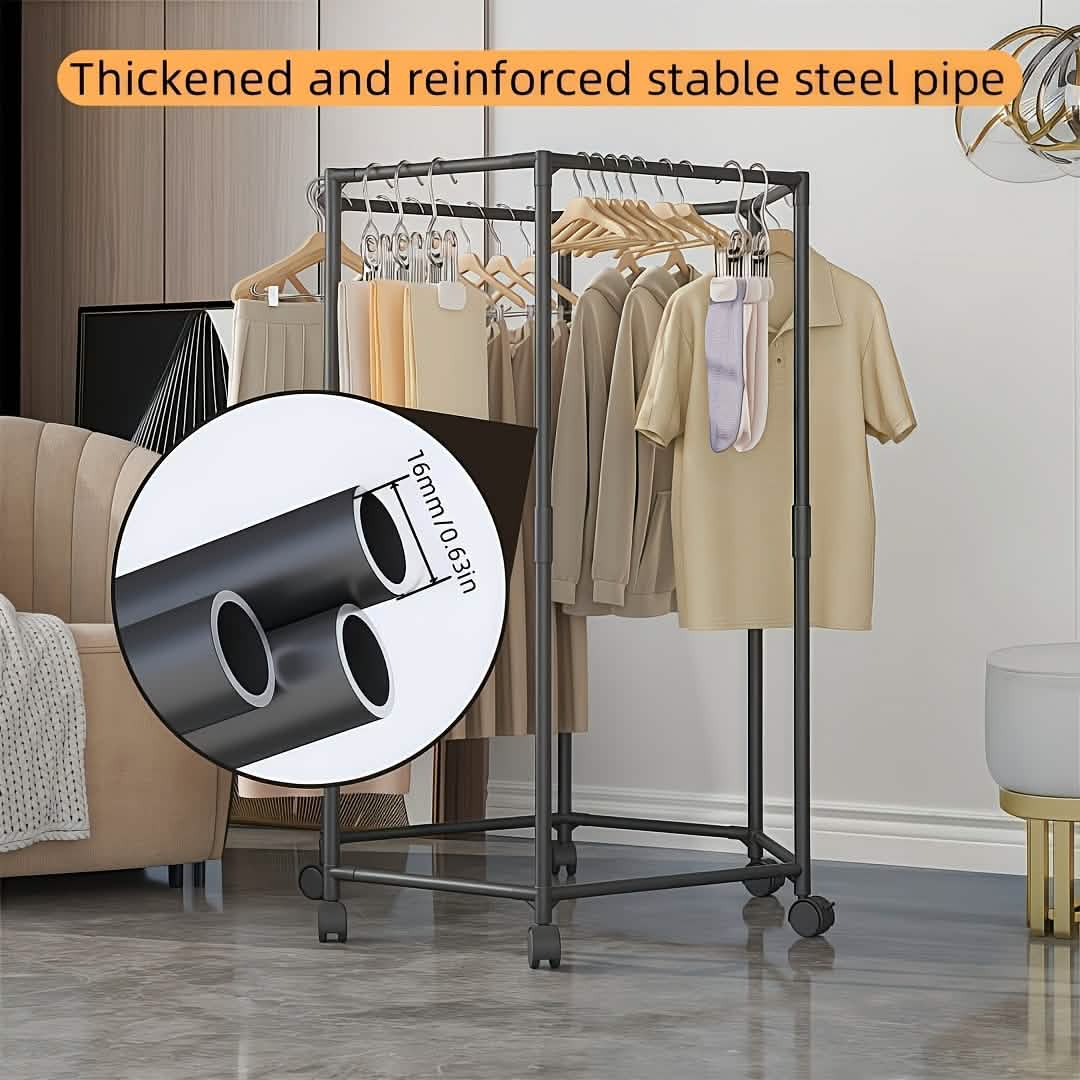 360° Rotating Clothing Rack - Freestanding Organizer with Wheels organizer detail