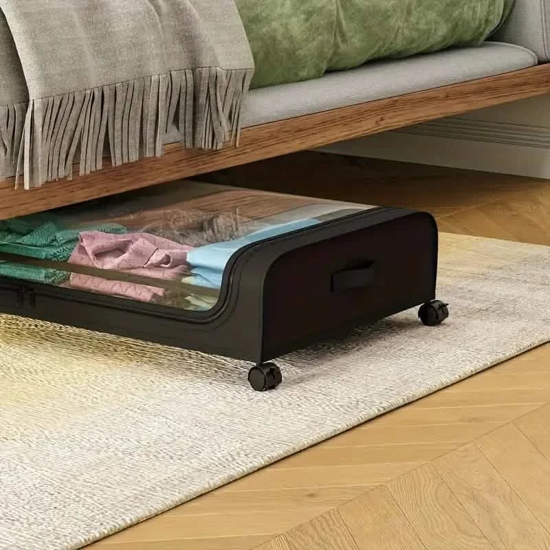 Under-Bed Storage Drawer with Wheels - Clear Window and Label for bedroom