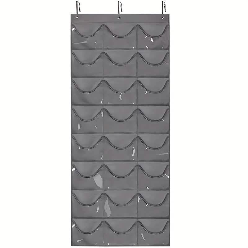24-grid hanging door organizer - clear pocket storage in a door setup