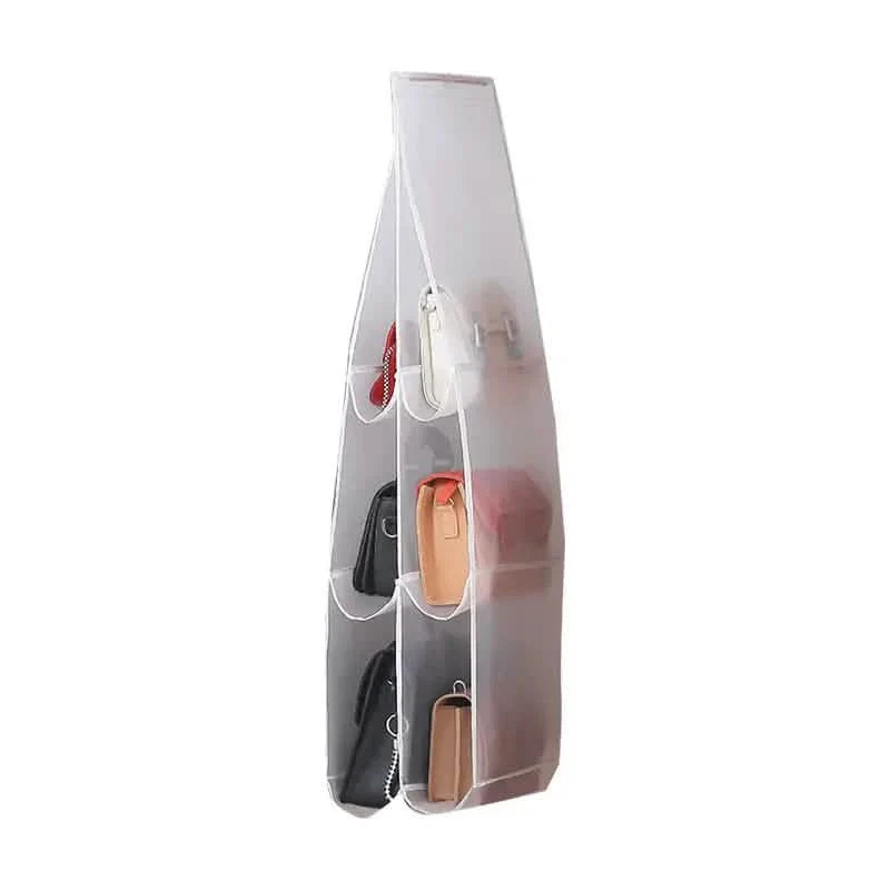 space-saving purse organizer for closet for apartments, dorm rooms, and small closets