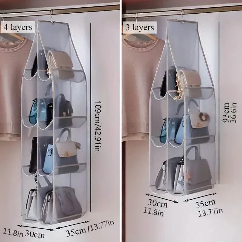 Hanging Handbag Organizer for Closet - Multi-Tier Purse Storage organizer detail