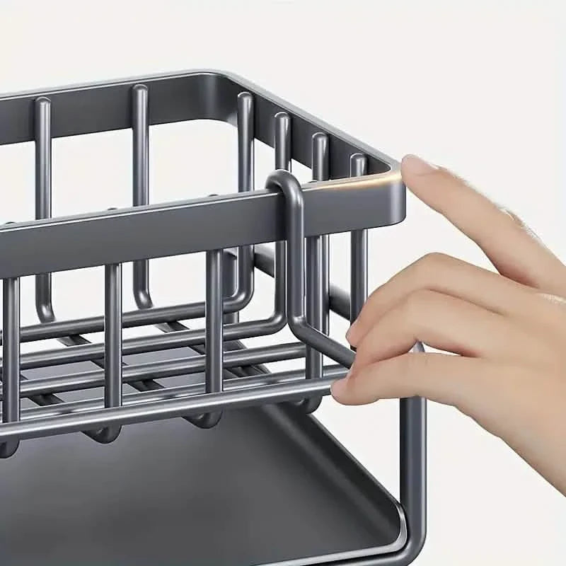 Kitchen Sink Organizer Rack - Multi-Functional Storage with Drain Basket for sink area