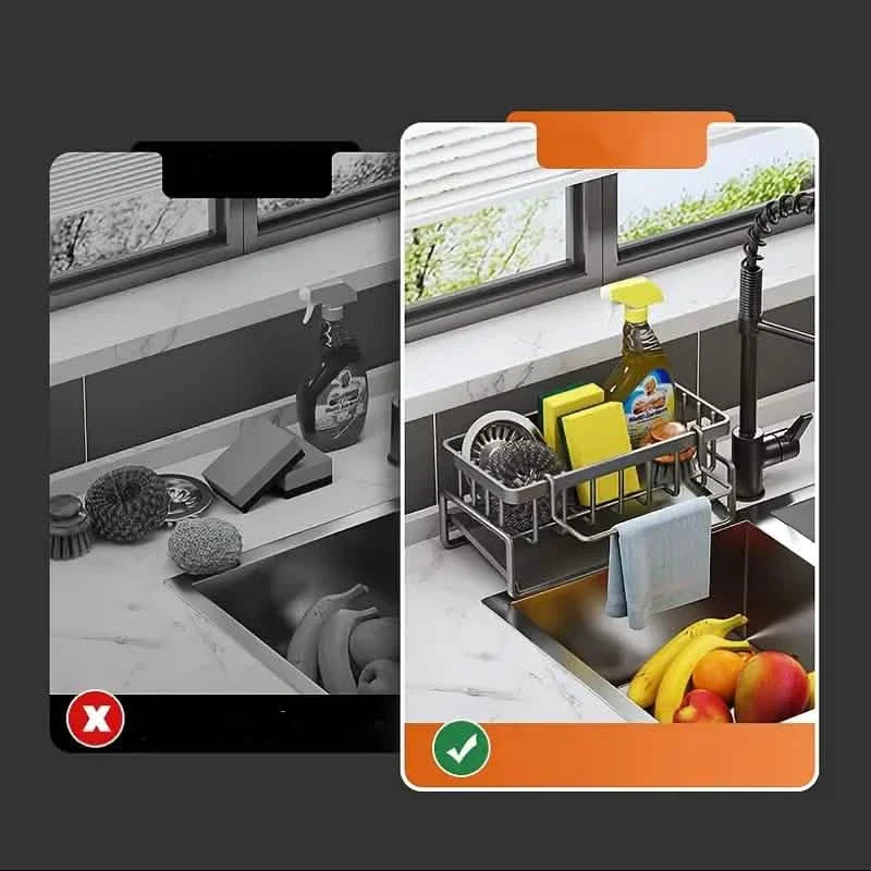 space-saving sink organizer rack for apartments and tidy kitchen setups