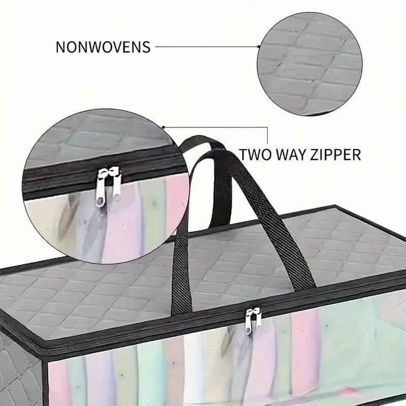large under-bed storage bag with zipper in a bedroom setup