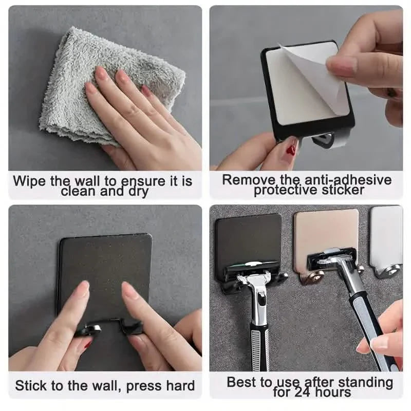 Storage Hooks 4-Pack - Razor, Shaver, and Kitchen Wall Hooks organizer detail
