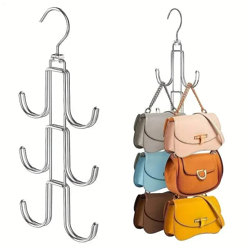 Rotating Purse Hanger Organizer - 360 Closet Storage for Handbags for closet