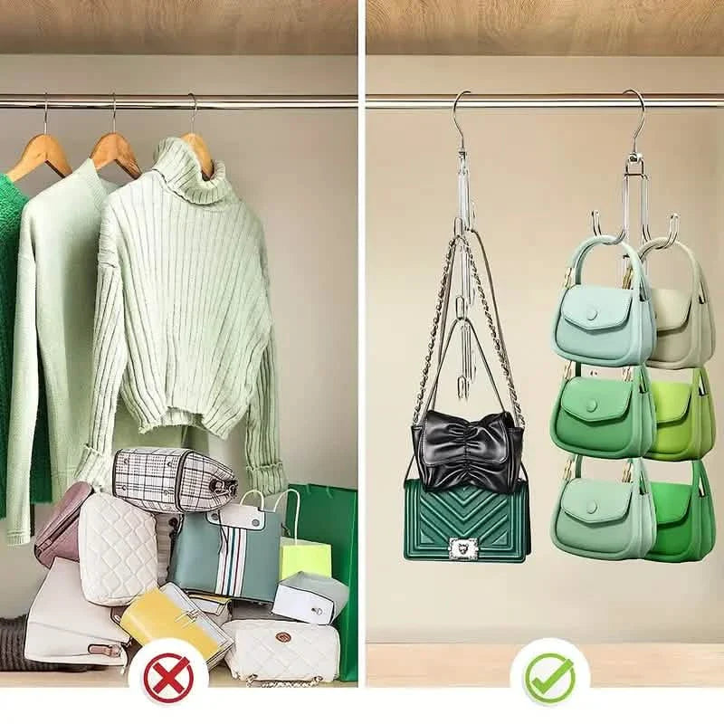 Rotating Purse Hanger Organizer - 360 Closet Storage for Handbags for closet