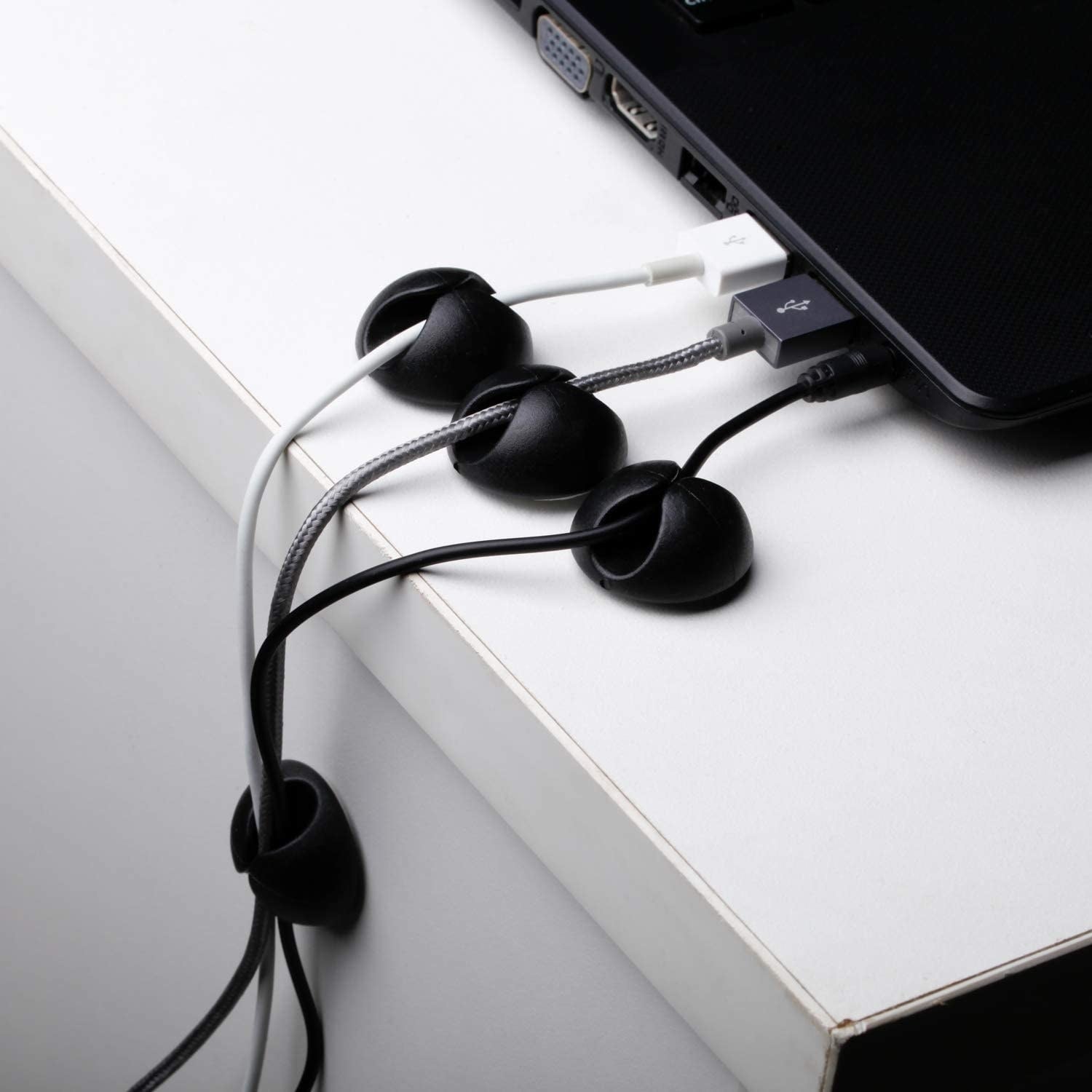 Wire Holder and Cable Organizer 10-Pack - Adhesive Cord Clips organizer detail