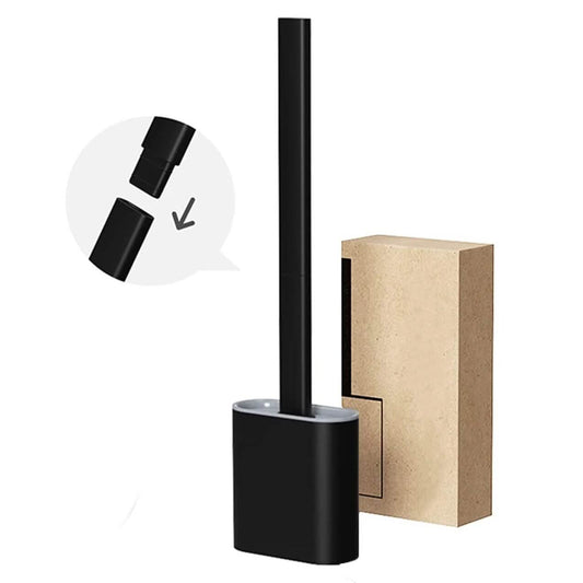 Black toilet brush and holder with wall mounting plate