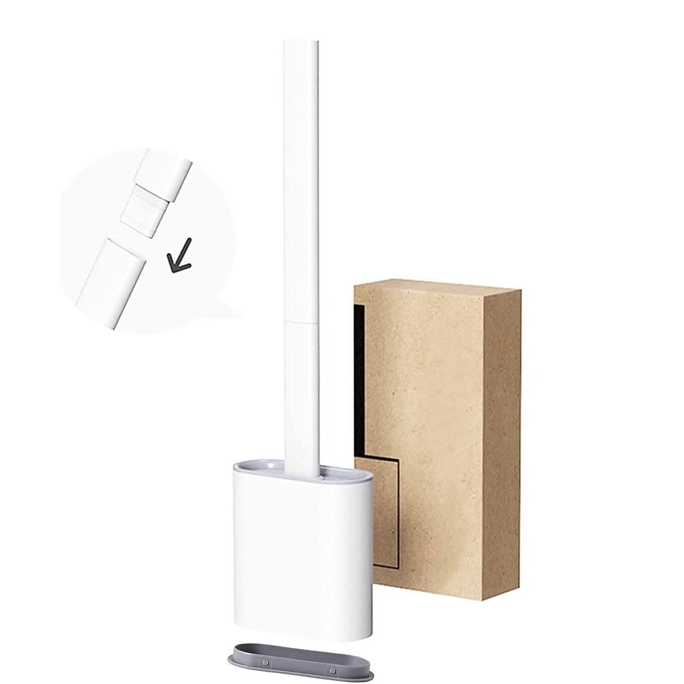 White toilet brush and holder with wall mounting plate